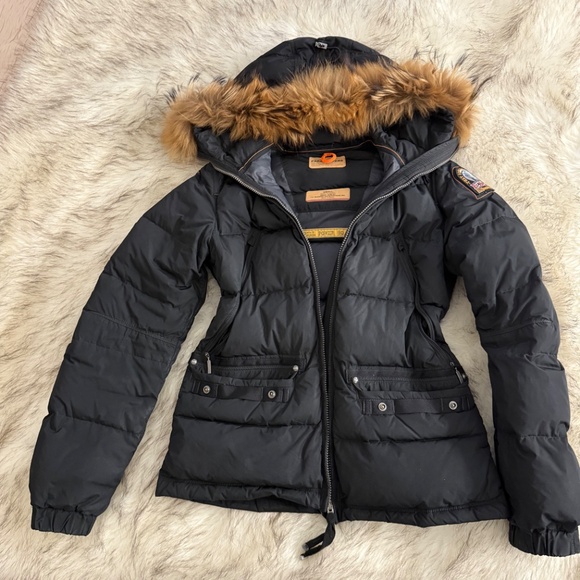 Parajumpers PJS Parka Puffer with fur Coat Jacket Black Woman - Picture 3 of 6